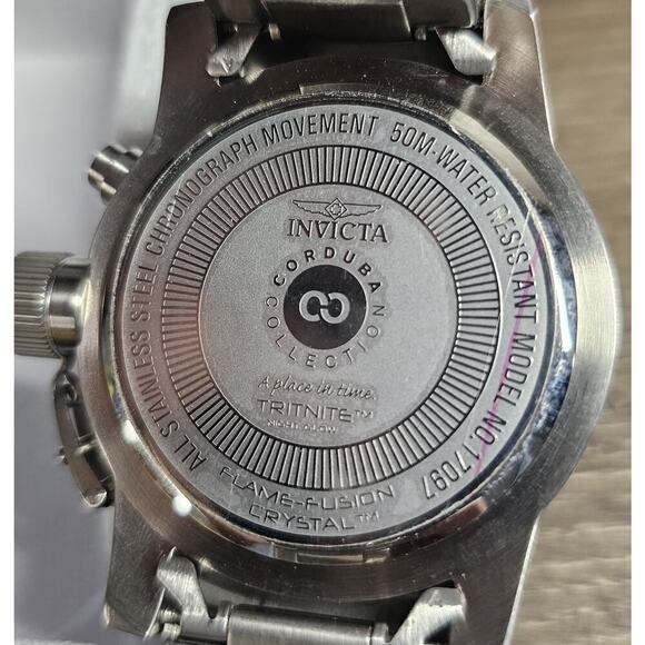 Invicta Corduba Men's Chronograph Silver Stainless Steel Watch 17097 With Case - Picture 5 of 6